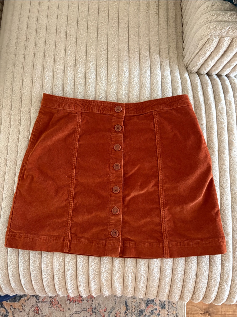 Knox Rose Rust Button-Front Corduroy Mini Skirt